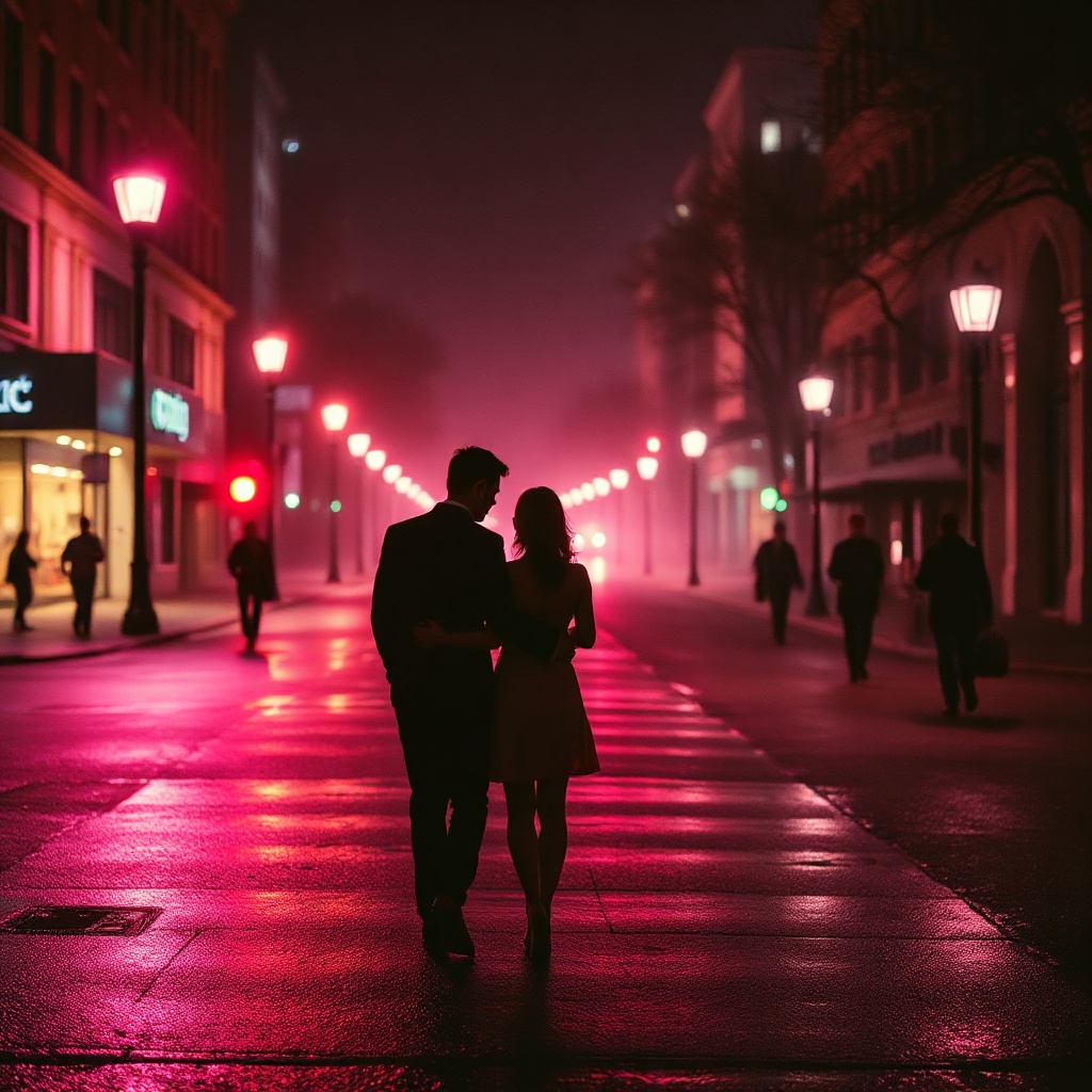 Romantic night street scene